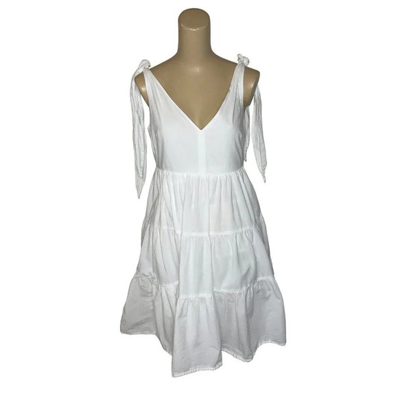 Peter Som Collective Tiered Dress in White Womens Cotton A-line - Picture 4 of 13